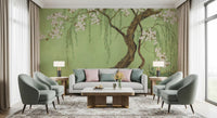 Weeping Cherry Blossom Willow Scene Wall Mural