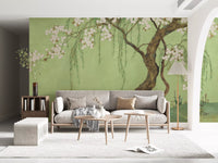 Weeping Cherry Blossom Willow Scene Wall Mural