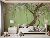 Weeping Cherry Blossom Willow Scene Wall Mural