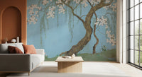 Serene Cherry Blossom Willow Wall Mural