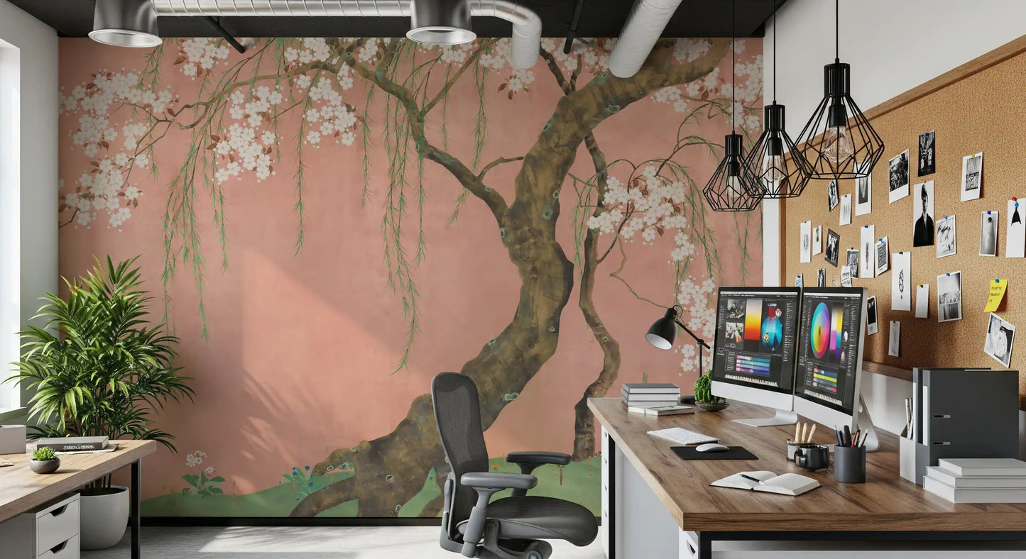 Blossoming Willow Sakura Landscape Wall Mural