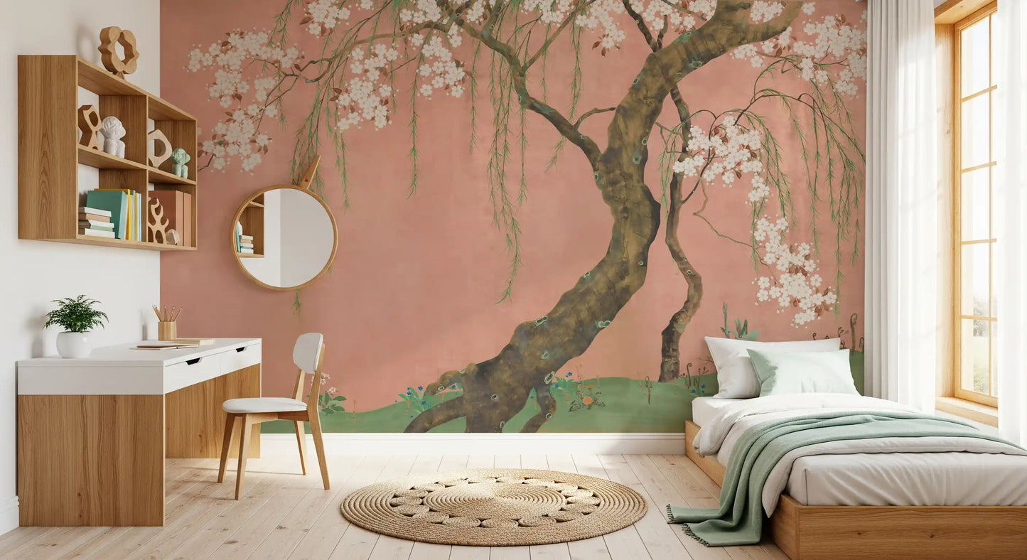 Blossoming Willow Sakura Landscape Wall Mural