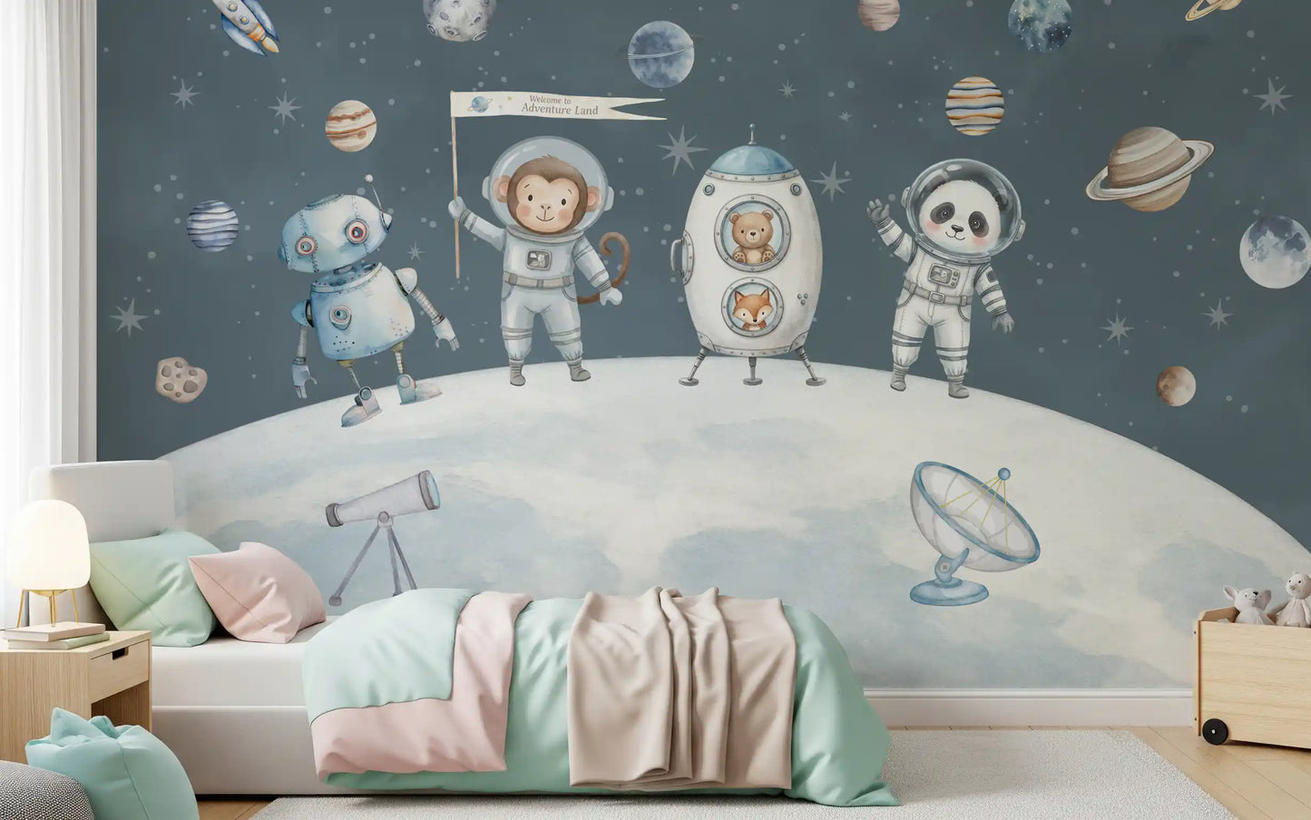 Cosmic Friends Space Exploration Wall Mural
