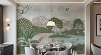 Serene Jungle Stream Illustration Wall Mural