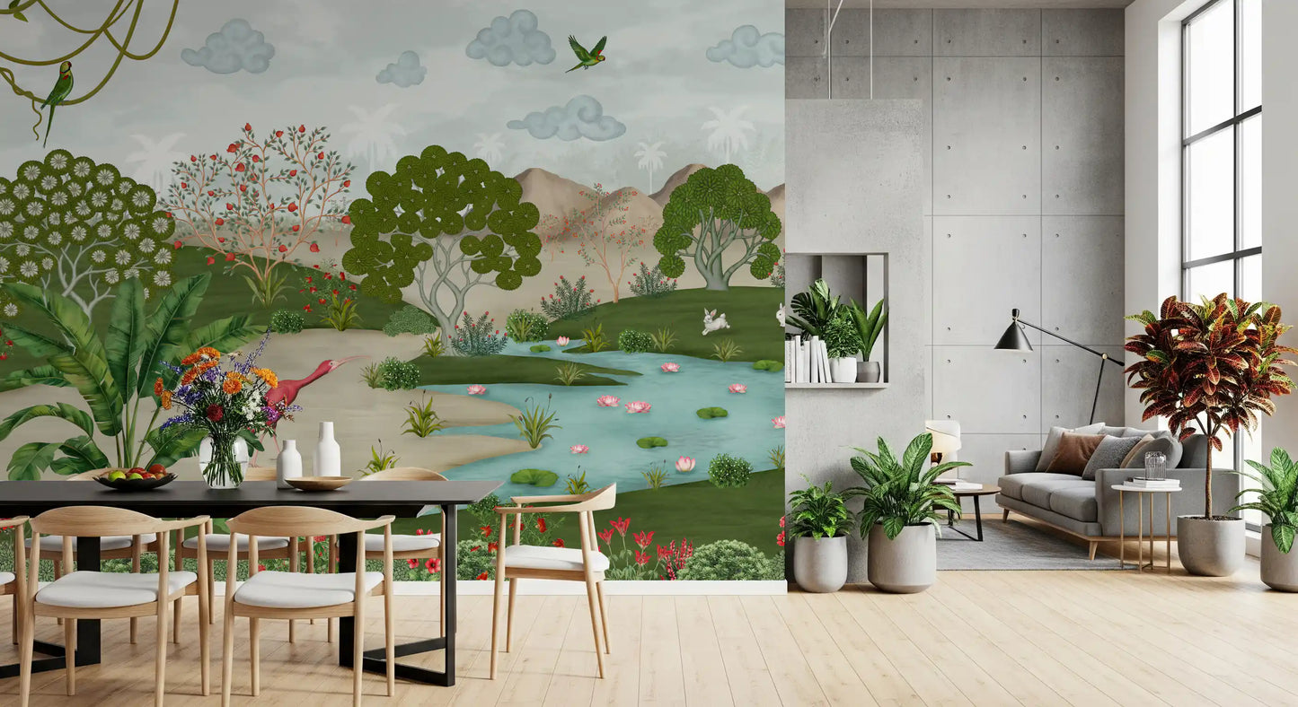 Enchanted Riverbank Flora Wall Mural