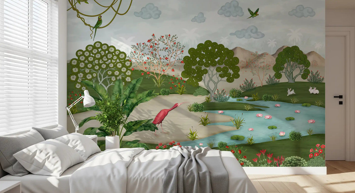 Enchanted Riverbank Flora Wall Mural