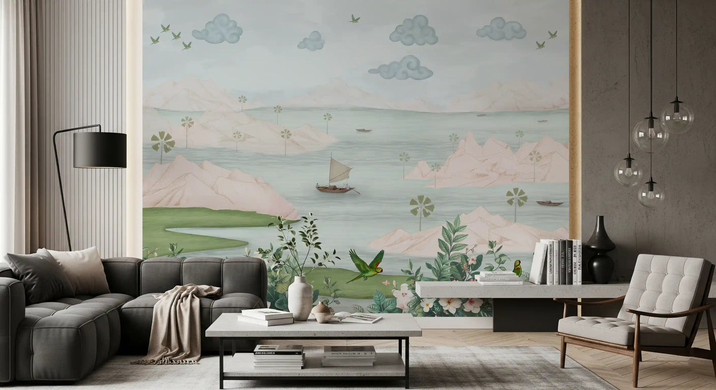 Exotic Parrot and Floral Haven Wall Mural