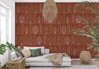 Mughal Terracotta Floral Archway Wall Mural