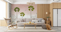 Misty Tropical Palms and Pomegranate Grove Wall Mural