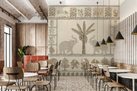 Indian Heritage Elephant and Tree Scene Wall Mural