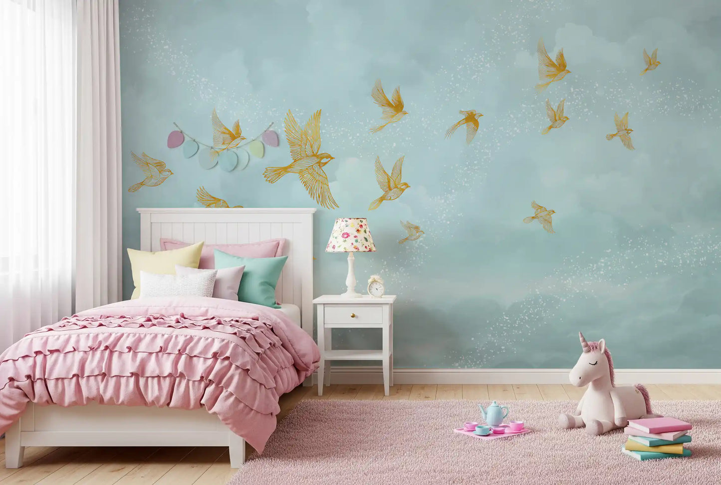 Golden Aviary Flight Wall Mural