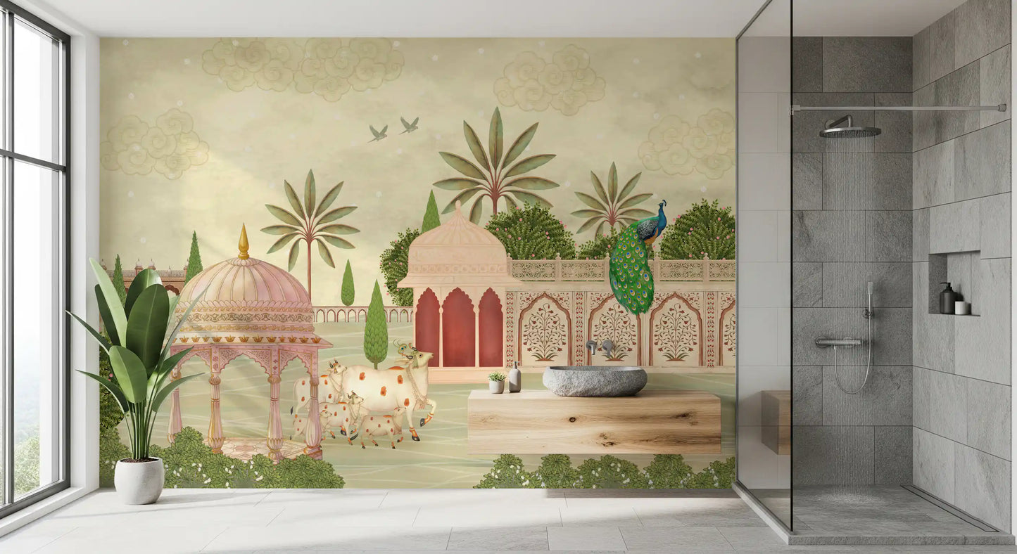 Royal Courtyard Peacock Vista Wall Mural
