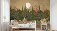 Botanical Pomegranate Orchard Illustration Wall Mural
