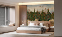 Orchard of Cranes and Pomegranates Wall Mural