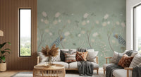 Sage Garden Peacock Scene Wall Mural