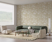 Tan leaf silhouettes layer on the Tropical Frond Pattern wallpaper. GD12212