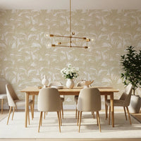 Feathery leaf shapes suit a dining room, Tropical Frond Pattern wallpaper. GD12212