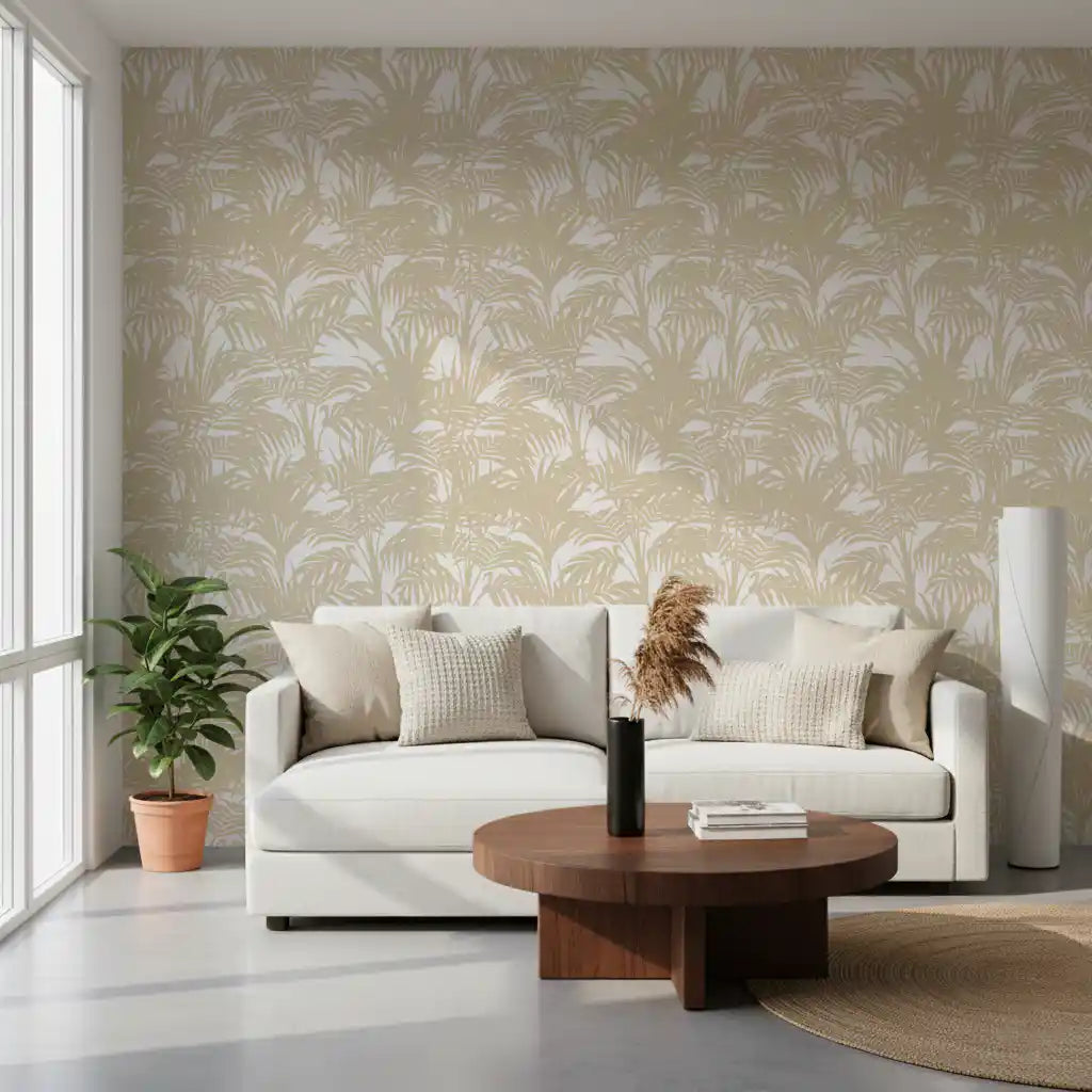 Fronds spread with open space on the Tropical Frond Pattern wallpaper. GD12212