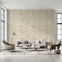 Breezy fronds fill a living-dining area, Tropical Frond Pattern wallpaper. GD12212