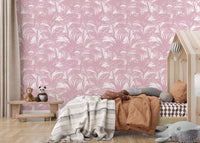 Blush Palm Frond Silhouette Wallpaper⁠
