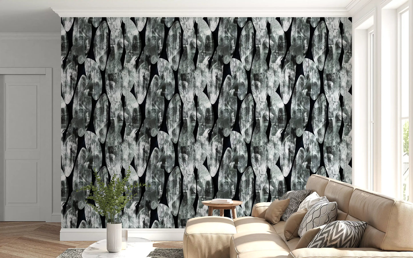 Monochromatic Abstract Brushstroke Wallpaper⁠