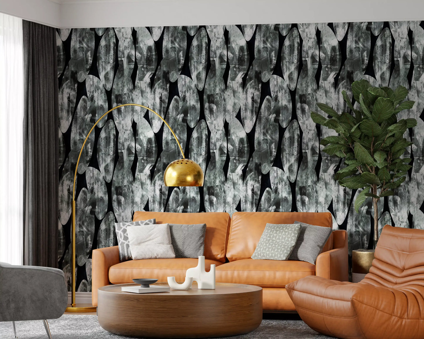 Monochromatic Abstract Brushstroke Wallpaper⁠