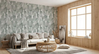 Mossy watercolour fills a living room, Muted Sage Pebbled Texture wallpaper. GD12219