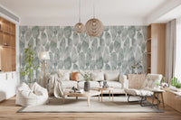 Veined grey-green shapes build the Muted Sage Pebbled Texture wallpaper. GD12219
