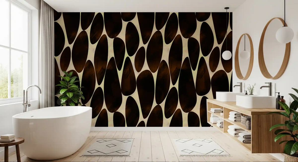 Bathroom gilded by the interlocking dark brushstroke wallpaper GD12221
