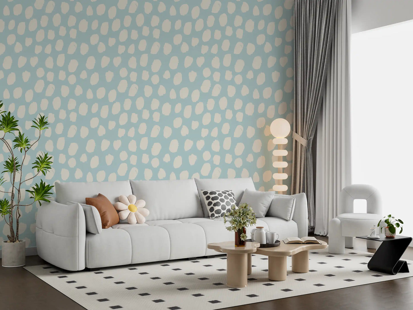 Soft Blue and Cream Dotted Texture Wallpaper⁠