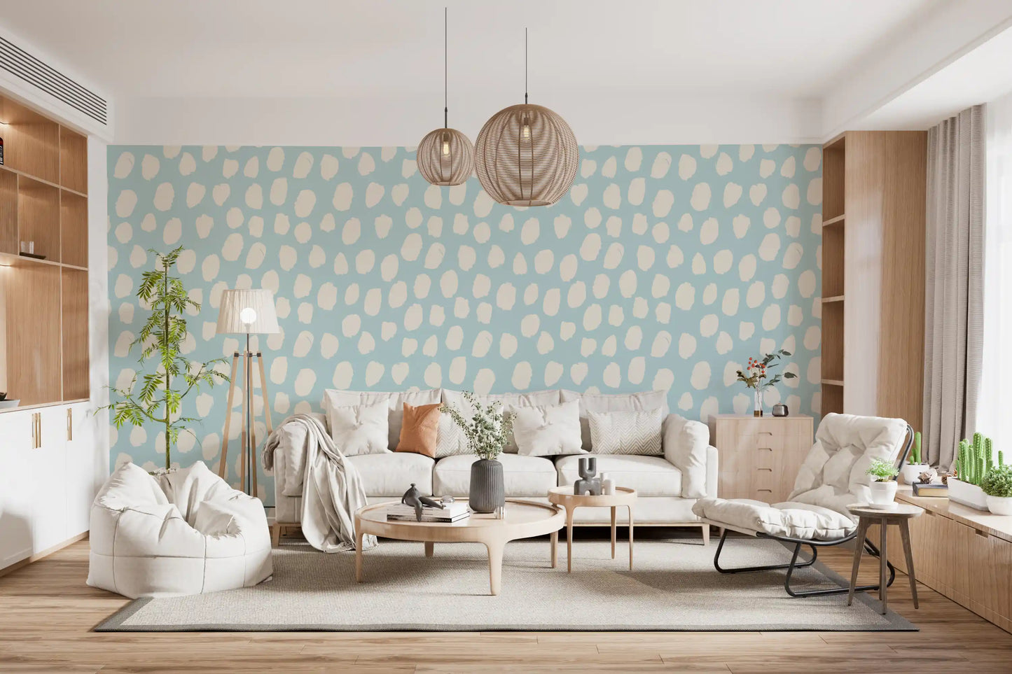 Soft Blue and Cream Dotted Texture Wallpaper⁠