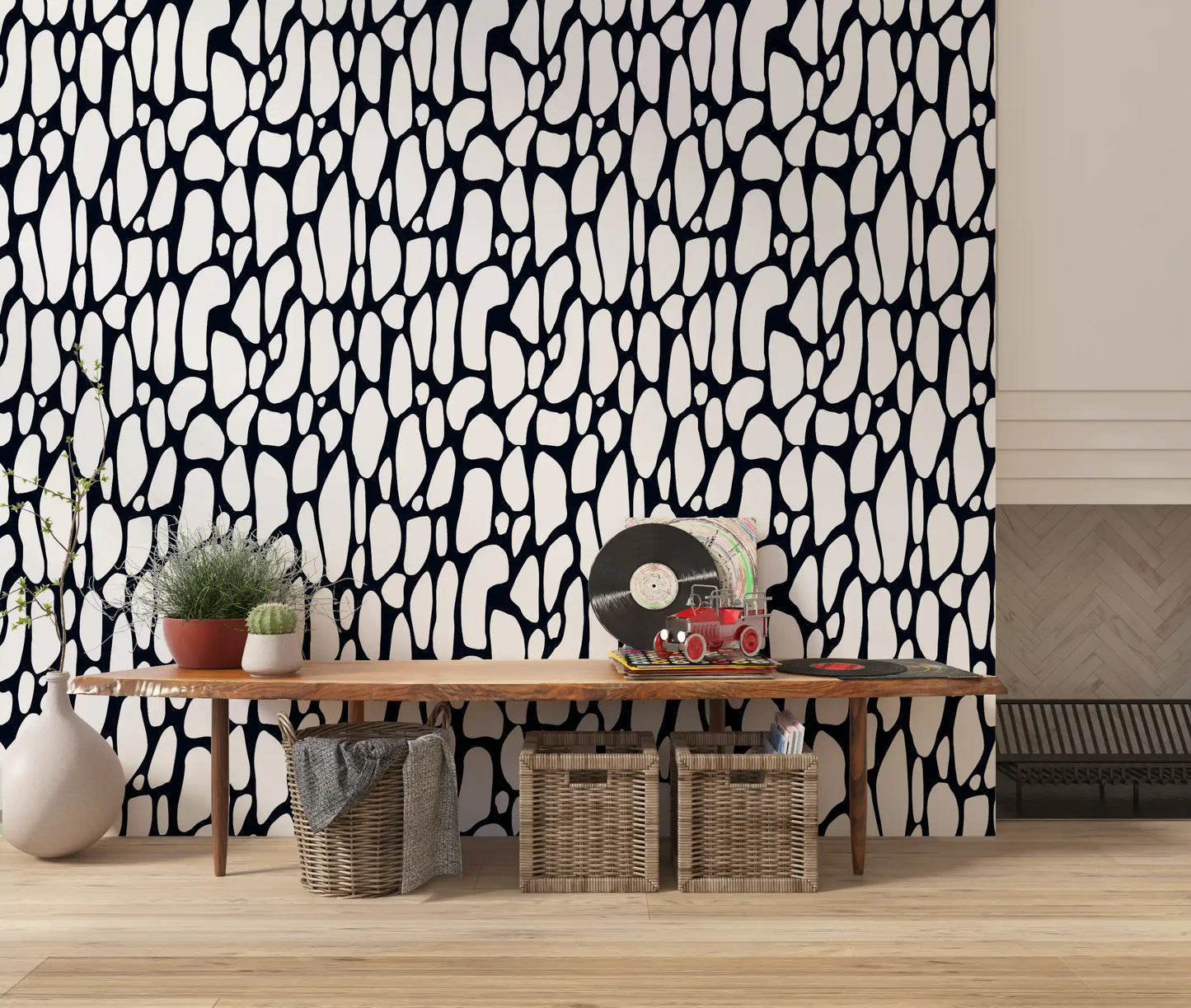 Organic Monochrome Pebbles Wallpaper⁠