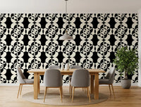 Graphic Circular Grid Monotone Decor Wallpaper⁠