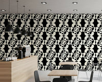 Graphic Circular Grid Monotone Decor Wallpaper⁠