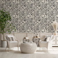 Black and White Fluid Marble Swirls Wallpaper⁠