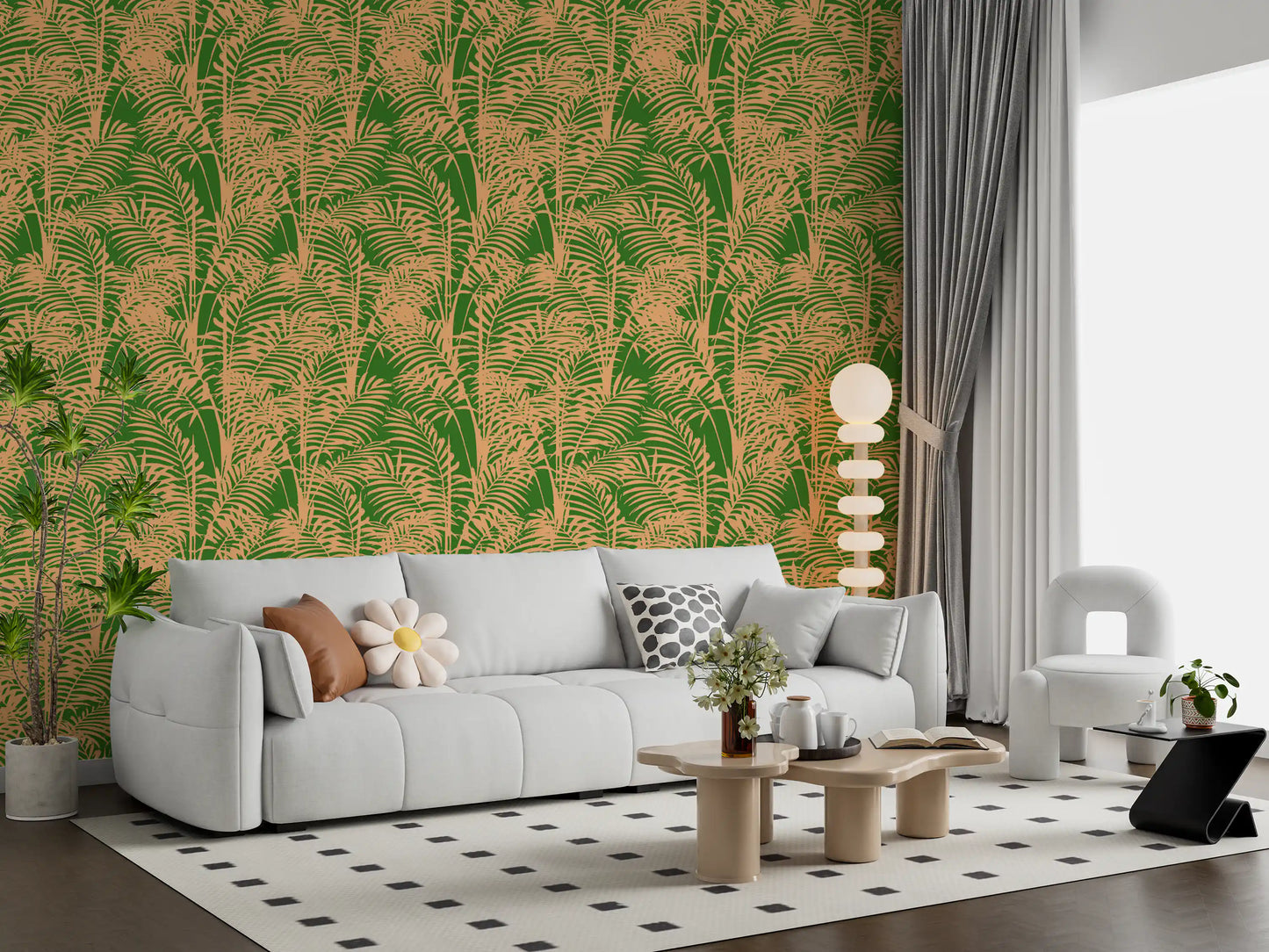 Abstract Tropical Palm Frond Print Wallpaper⁠