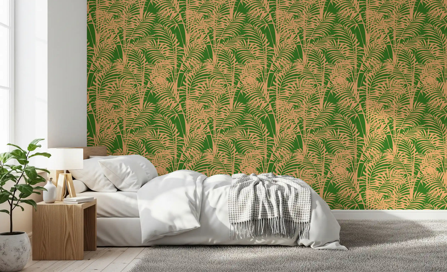 Abstract Tropical Palm Frond Print Wallpaper⁠