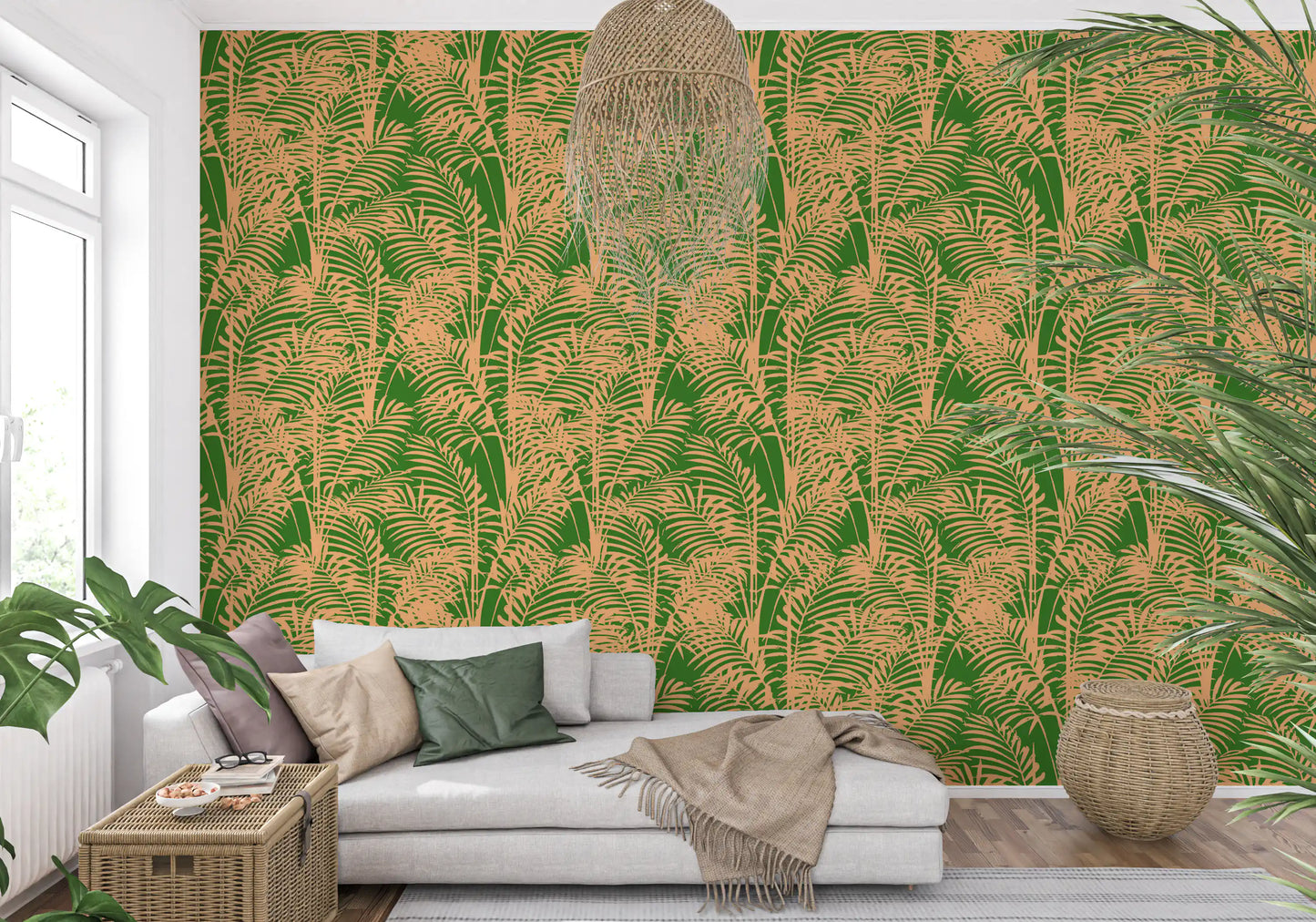 Abstract Tropical Palm Frond Print Wallpaper⁠