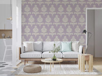 Lilac Heritage Damask Motif Wallpaper⁠