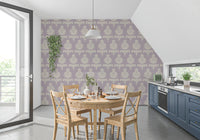 Lilac Heritage Damask Motif Wallpaper⁠