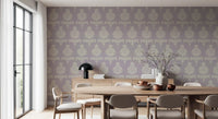 Lilac Heritage Damask Motif Wallpaper⁠