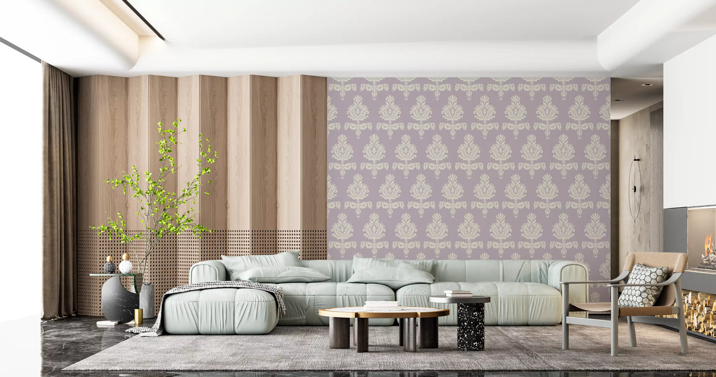 Lilac Heritage Damask Motif Wallpaper⁠