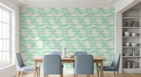 Soft Sage Wavy Linear Pattern Wallpaper⁠