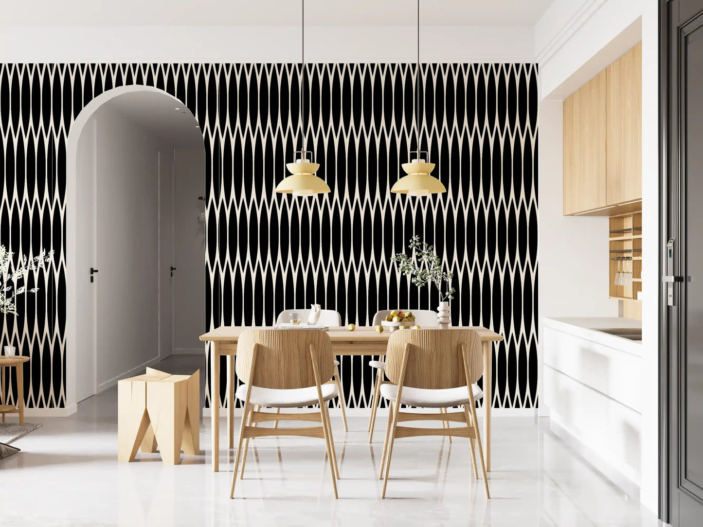 Minimalist Vertical Arch Lattice Wallpaper⁠