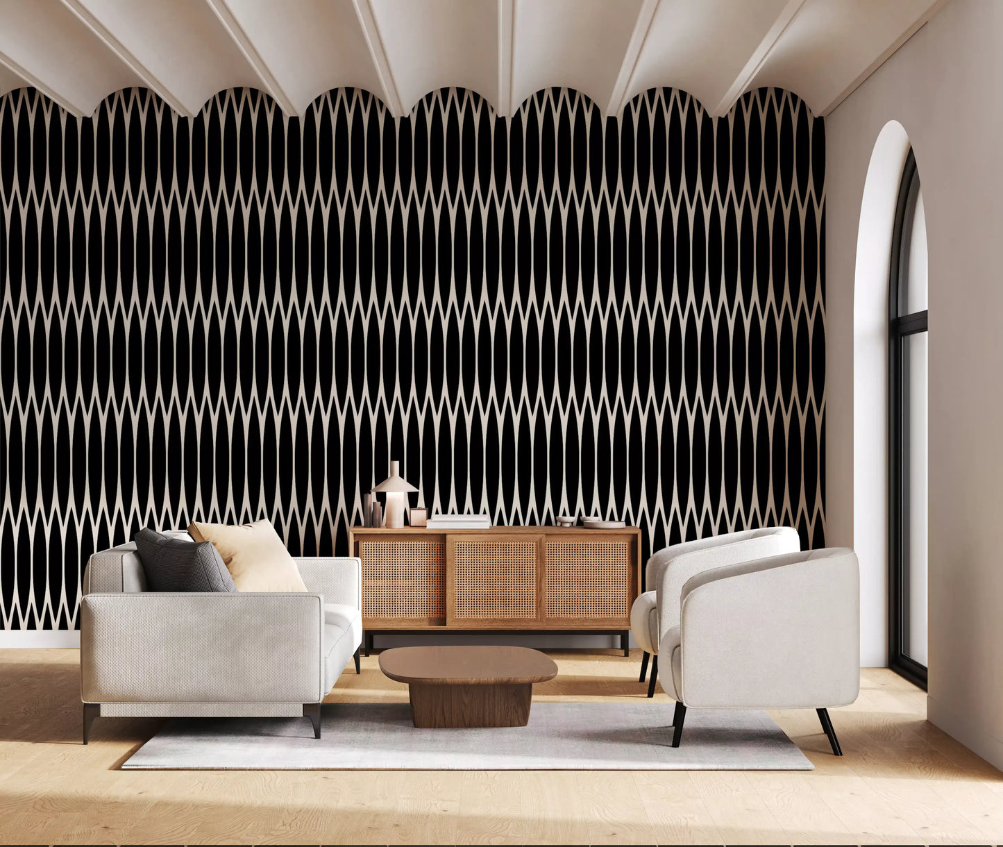 Minimalist Vertical Arch Lattice Wallpaper⁠