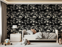 Monochrome Tropical Palm Silhouette Wallpaper⁠