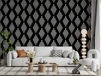 Monochromatic Art Deco Fan Pattern Wallpaper⁠