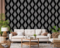 Monochromatic Art Deco Fan Pattern Wallpaper⁠