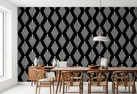 Monochromatic Art Deco Fan Pattern Wallpaper⁠