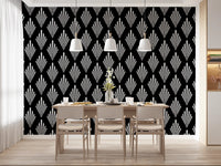 Monochromatic Art Deco Fan Pattern Wallpaper⁠